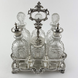 Late Victorian John Round Silver Plated Six Bottle Cruet Stand (c.1895)