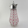 Unusual Victorian Silver Plated and Glass Claret Jug with Cranberry Glass Overlay