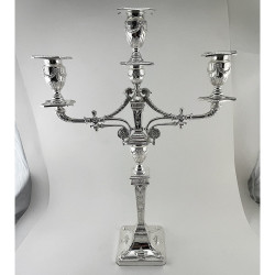 Superb Pair of Victorian Three Light Silver Plated Candelabra