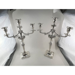 Superb Pair of Victorian Three Light Silver Plated Candelabra (c.1890)