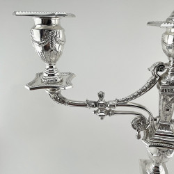 Superb Pair of Victorian Three Light Silver Plated Candelabra