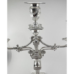 Superb Pair of Victorian Three Light Silver Plated Candelabra