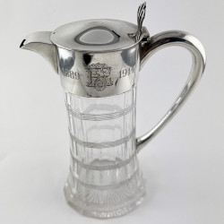Stylish Sterling Silver Mounted Claret Jug with Plain Mount