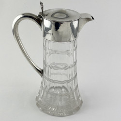 Stylish Sterling Silver Mounted Claret Jug with Plain Mount (1905)