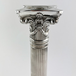 Pair of Sterling Silver Corinthian Style Victorian Candlesticks