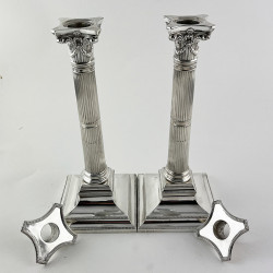 Pair of Sterling Silver Corinthian Style Victorian Candlesticks