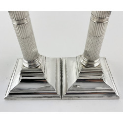Pair of Sterling Silver Corinthian Style Victorian Candlesticks
