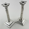 Pair of Sterling Silver Corinthian Style Victorian Candlesticks