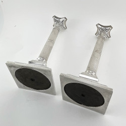 Pair of Sterling Silver Corinthian Style Victorian Candlesticks
