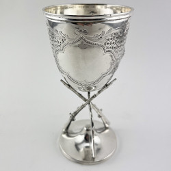 Unusual Victorian Silver Plated Rifle Motif Trophy Goblet (c.1890)