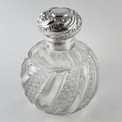 Pretty Late Victorian Sterling Silver and Cut Glass Perfume Bottle