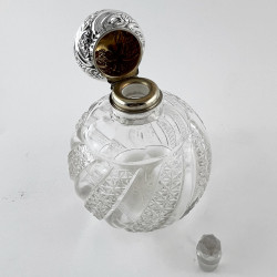 Pretty Late Victorian Sterling Silver and Cut Glass Perfume Bottle