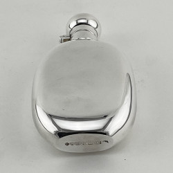 Good Quality Oval Plain Sterling Silver Hip Flask (2000)