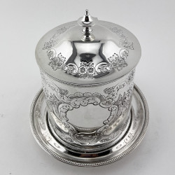 Victorian Silver Plated Cylindrical Biscuit or Trinket Box