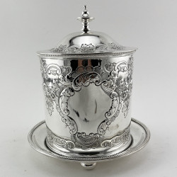 Victorian Silver Plated Cylindrical Biscuit or Trinket Box