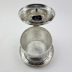 Victorian Silver Plated Cylindrical Biscuit or Trinket Box