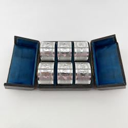 Six Boxed Victorian Silver Plated Napkin Rings (c.1890)