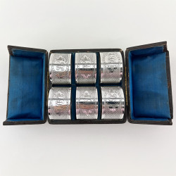 Six Boxed Victorian Silver Plated Napkin Rings