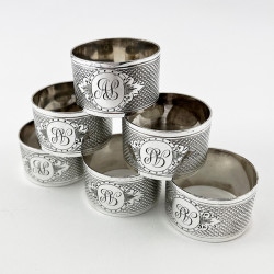 Six Boxed Victorian Silver Plated Napkin Rings