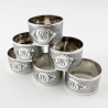 Six Boxed Victorian Silver Plated Napkin Rings
