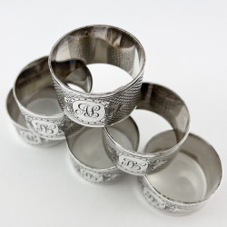 Six Boxed Victorian Silver Plated Napkin Rings