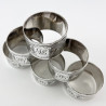 Six Boxed Victorian Silver Plated Napkin Rings