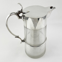 Edwardian Silver Plated Lemonade Jug with Plain Mount Hinged Lid and Scroll Handle