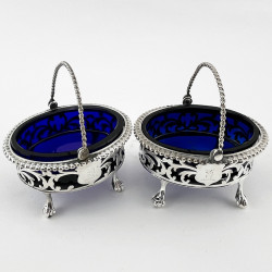 Pair of Unusual Early Victorian Sterling Silver Salts (1845)