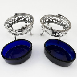 Pair of Unusual Early Victorian Sterling Silver Salts