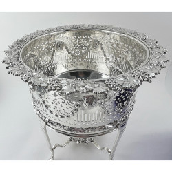 Rare Set of Three Silver Plated Planters or Bottle Holders