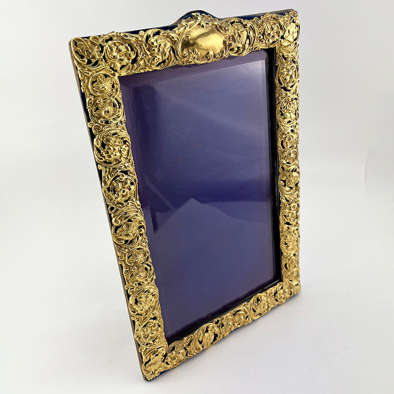 Unusual Edwardian Decorative Gold Plated Photo Frame (1903) Unusual Edwardian Decorative Gold Plated Photo Frame (1903)