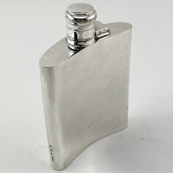 Sterling Silver Pocket Hip Flask in a Curved Moon Shaped Style (1944)