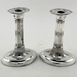 Elegant Pair of Edwardian Georgian Style Sterling Silver Candlesticks