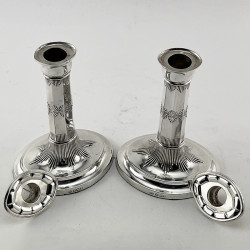 Elegant Pair of Edwardian Georgian Style Sterling Silver Candlesticks