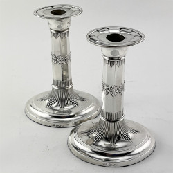 Elegant Pair of Edwardian Georgian Style Sterling Silver Candlesticks