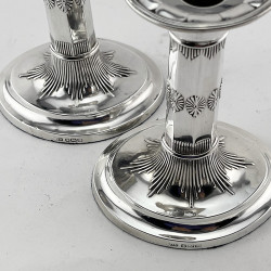 Elegant Pair of Edwardian Georgian Style Sterling Silver Candlesticks