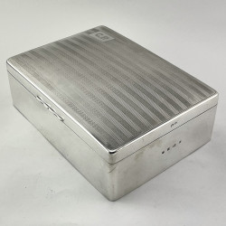 Large Edwardian Rectangular Sterling Silver Cigar Box