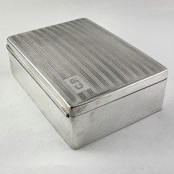 Large Edwardian Rectangular Sterling Silver Cigar Box