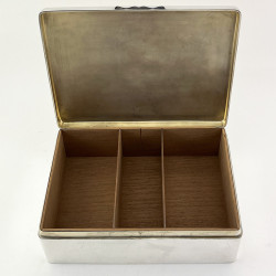 Large Edwardian Rectangular Sterling Silver Cigar Box