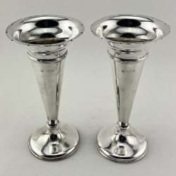 Substantial Pair of Edwardian Sterling Silver Vases Retailed by Goldsmiths & Silversmiths Company