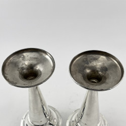 Pair of Edwardian Sterling Silver Vases Retailed by Goldsmiths & Silversmiths Company
