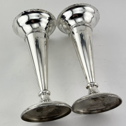 Pair of Edwardian Sterling Silver Vases Retailed by Goldsmiths & Silversmiths Company