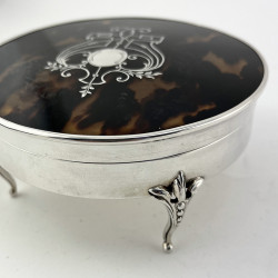 Unusual Tortoiseshell and Sterling Silver Jewellery Box