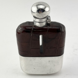 Good Quality Silver Plated and Crocodile Leather Hip Flask (c.1920)