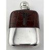 Good Quality Silver Plated and Crocodile Leather Hip Flask