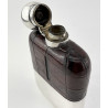 Good Quality Silver Plated and Crocodile Leather Hip Flask