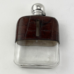 Good Quality Silver Plated and Crocodile Leather Hip Flask