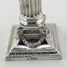 Superb Pair of Cast Victorian Sterling Silver Corintian Column Candlesticks