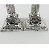Superb Pair of Cast Victorian Sterling Silver Corintian Column Candlesticks