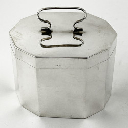 Plain Sterling Silver Tea Caddy or Trinket Box with Cut Corners (1912)